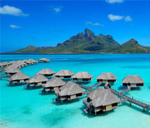 Around the World by Private Jet visits French Polynesia, where guests will stay in an over-water bungalow at the Four Seasons Resort Bora Bora // Four Seasons Resort Bora Bora