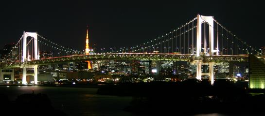 With its stunning waterfront views of the Tokyo Skyline and the Rainbow Bridge, Tokyo's Odaiba district is a popular location for date night activities. // (c) 2011 Monica Poling F
