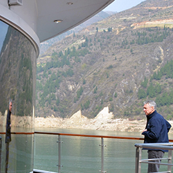 Patrick Clark of Avalon Waterways inspects the Century Paragon. // © 2013 Mindy Poder