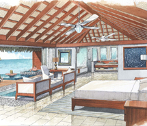 An artist’s rendering of the over-the-water suites at Sandals Grande Saint Lucian Spa & Beach Resort // © 2012 Sandals Resorts