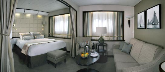 Wind Surf’s staterooms feature new furnishings and amenities. // © 2012 Windstar Cruises F