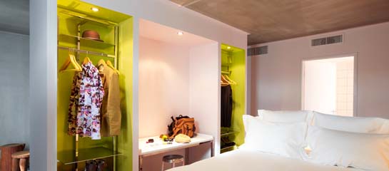 Guestrooms at the Mama Shelter Marseille are small but fun and funky. // © 2013 Mama Shelter Marseille F