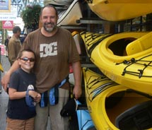 Editor Ken Shapiro with his son after their tour with Ecomarine Ocean Kayak Centre in Vancouver // © 2010 Kenneth Shapiro